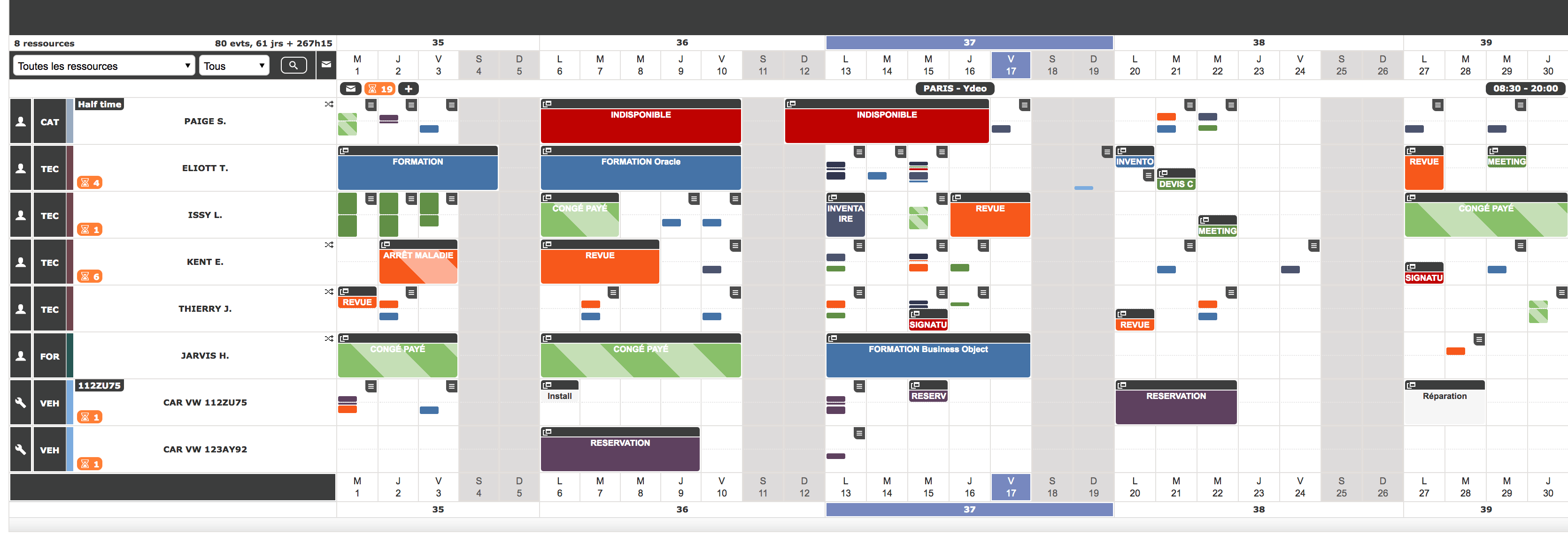 Planning Excel du personnel en 1 clic